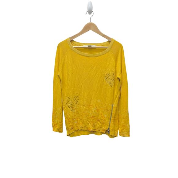 Desigual Long Sleeve Carla Top in Yellow‎ Print Size Small - Picture 3 of 10